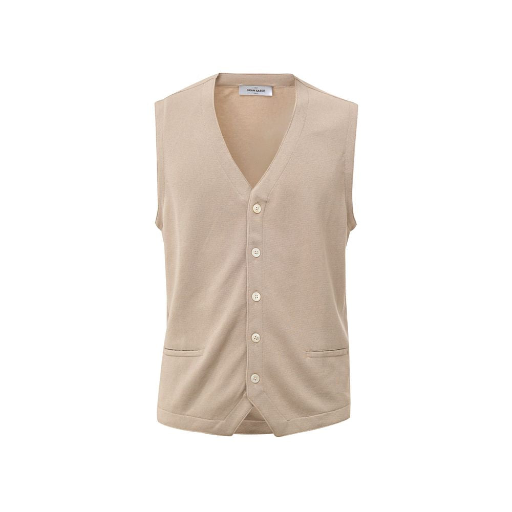Gran Sasso Beige Cotton Sleveless Jacket GR-9472672-IT50 | L