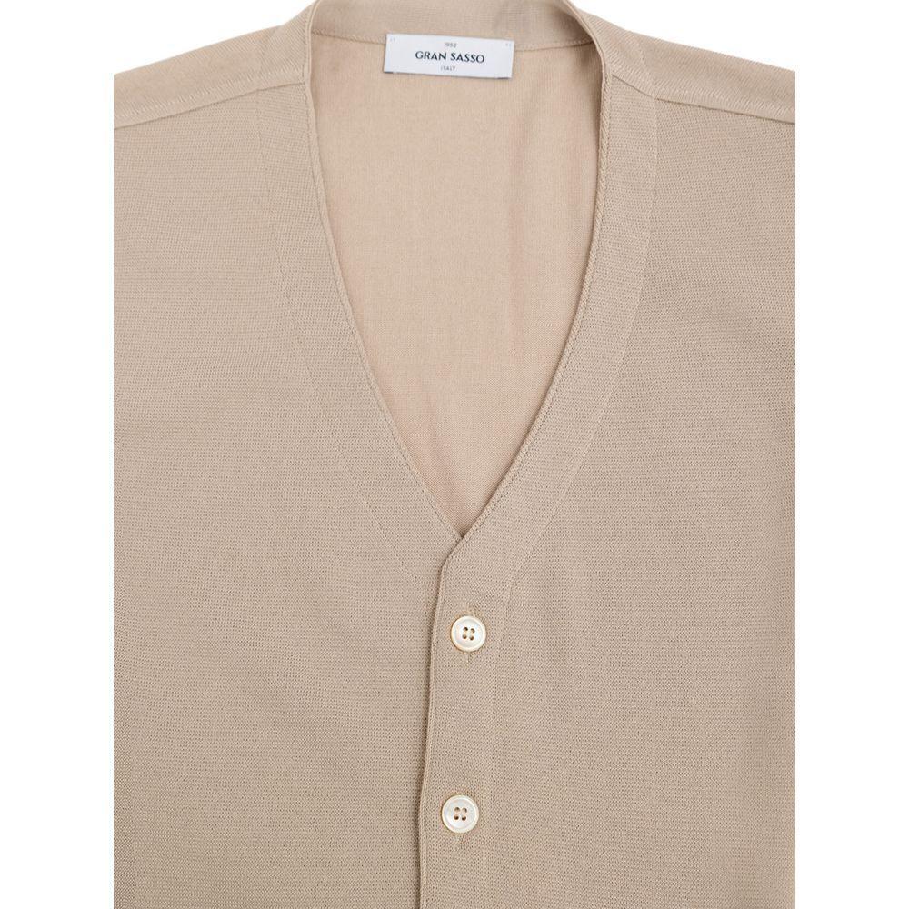 Gran Sasso Beige Cotton Sleveless Jacket GR-9472672-IT50 | L