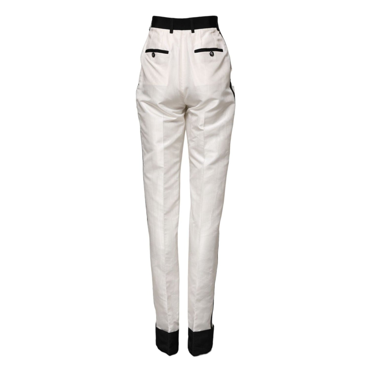 Dolce & Gabbana White High Waist Straight Dress Trouser Pants PAN75528-40