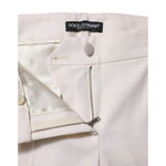 Dolce & Gabbana White Wool Mid Waist Tapered Trouser Pants PAN75572-38