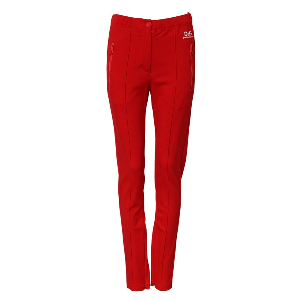 Dolce & Gabbana Red Mid Waist Slim Fit Pants PAN75641-38