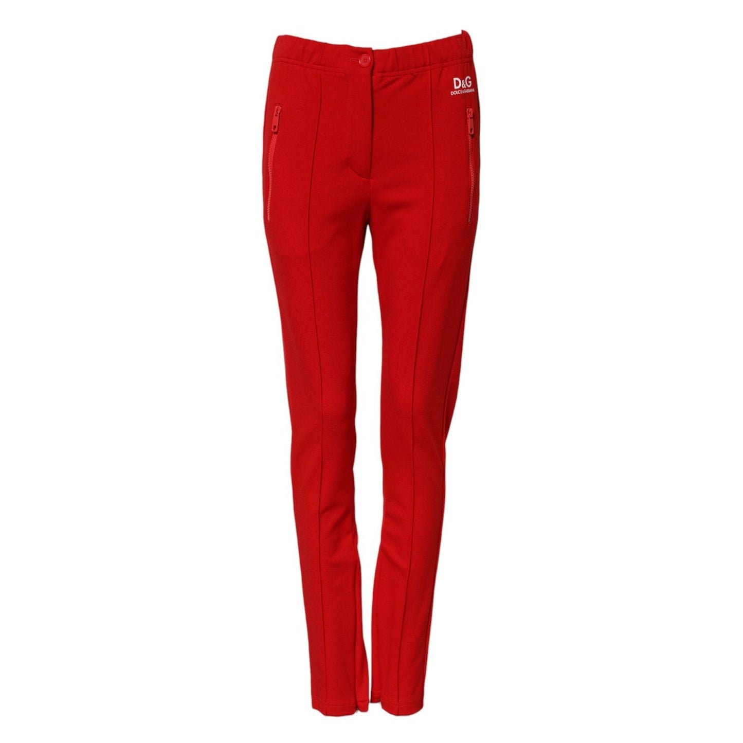 Dolce & Gabbana Red Mid Waist Slim Fit Pants PAN75641-38