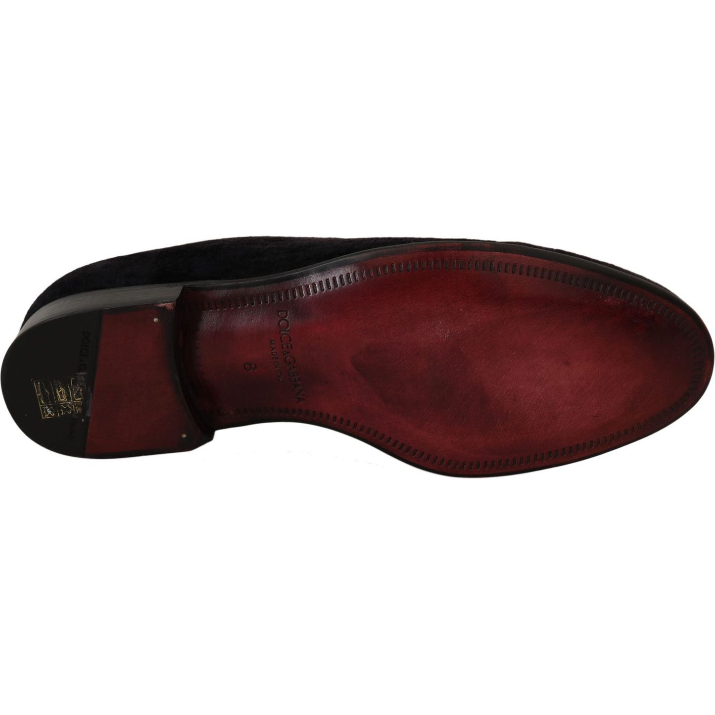 Dolce & Gabbana Loafers Black Velvet Gold Crown MV2348-39