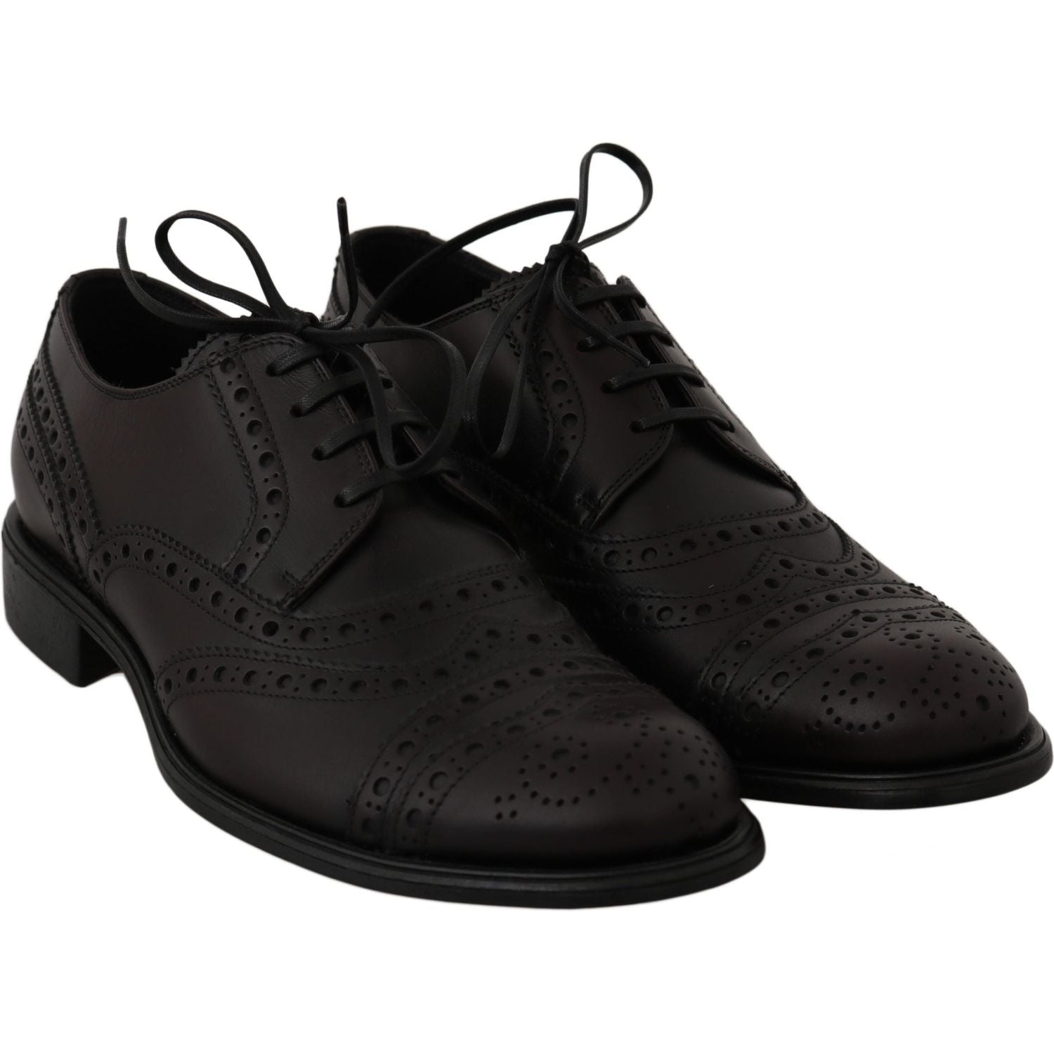 Dolce & Gabbana Black Leather Wingtip Oxford Dress  Shoes