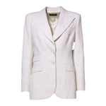 Dolce & Gabbana White Wool Single Breasted Women Coat Jacket JKT41312-42