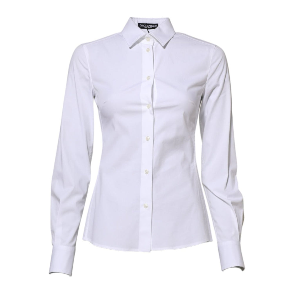 Dolce & Gabbana White Cotton Long Sleeves Collared Shirt Top TSH84256-36