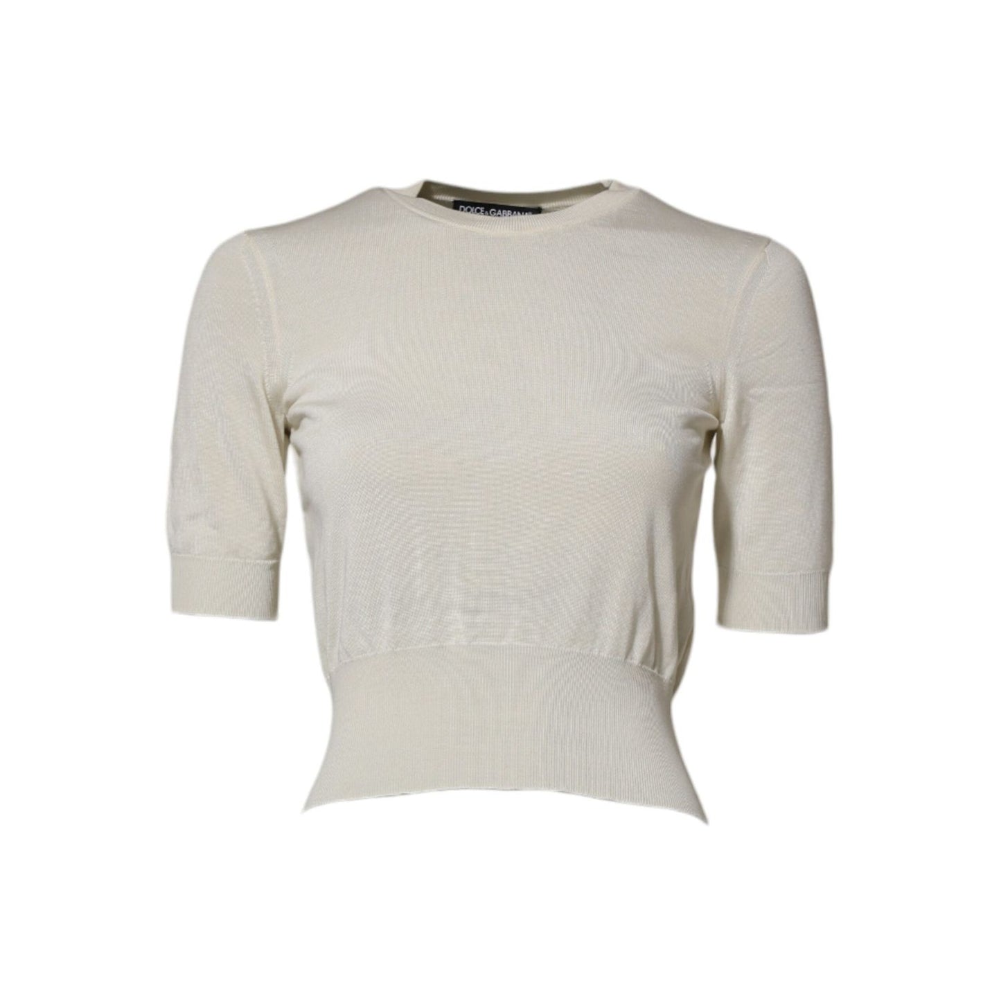Dolce & Gabbana White Silk Short Sleeves Blouse Pullover Top TSH84321-38