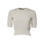 Dolce & Gabbana White Silk Short Sleeves Blouse Pullover Top TSH84321-38