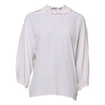 Dolce & Gabbana White Ruffled Neckline Blouse Pullover Top TSH86544-36
