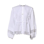 Dolce & Gabbana White Ruffled Lace Embellished Blouse Top TSH86549-36