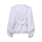 Dolce & Gabbana White Ruffled Lace Embellished Blouse Top TSH86549-36