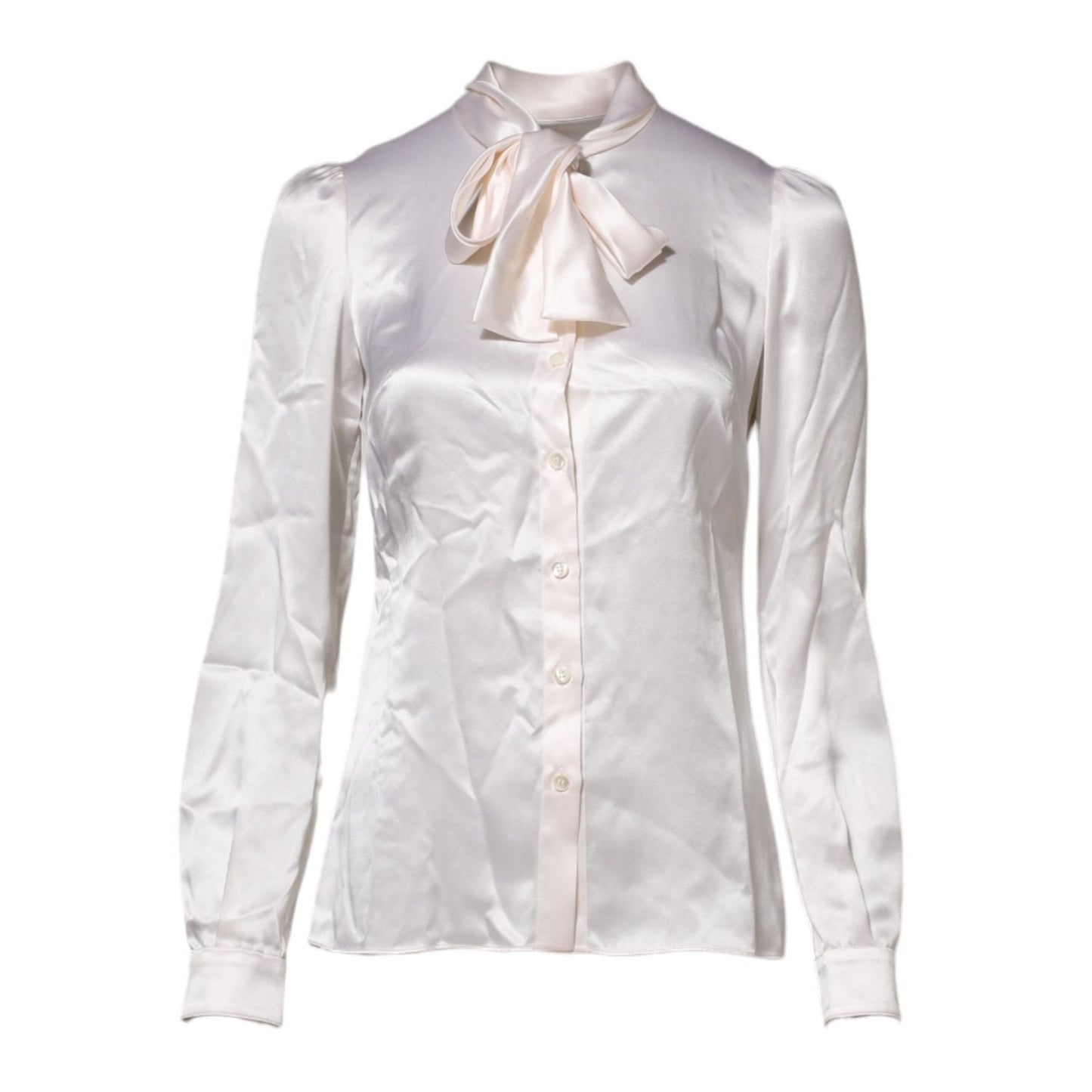 Dolce & Gabbana White Ascot Collar Long Sleeve Blouse Top TSH86553-36