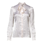 Dolce & Gabbana White Ascot Collar Long Sleeve Blouse Top TSH86553-36