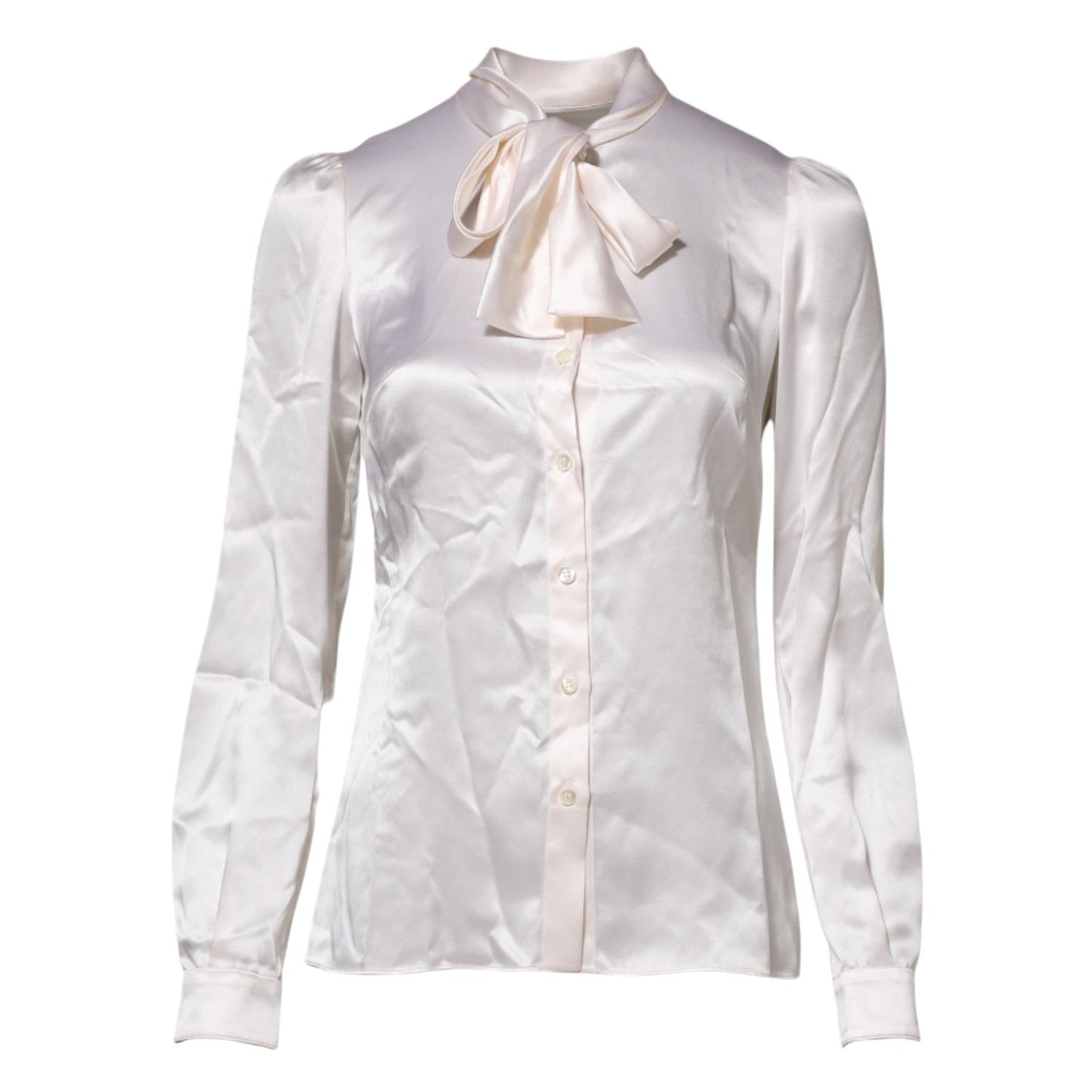 Dolce & Gabbana White Ascot Collar Long Sleeve Blouse Top TSH86553-36