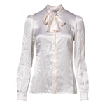 Dolce & Gabbana White Ascot Collar Long Sleeve Blouse Top TSH86553-36