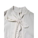 Dolce & Gabbana White Viscose Ascot Collar Long Sleeves Top TSH86562-38