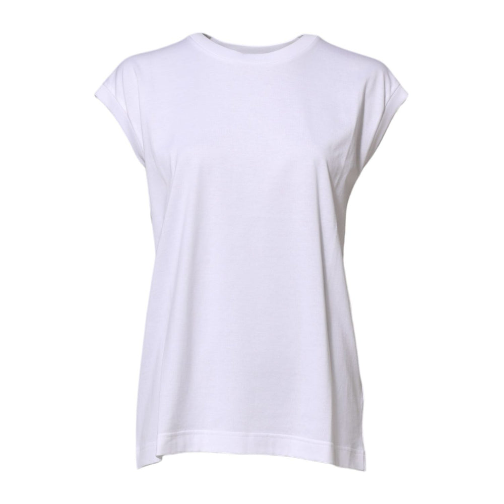 Dolce & Gabbana White Cotton Sleeveless Women Tank T-shirt TSH86621-38