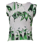 Dolce & Gabbana White Green Pea Print Sleeveless Blouse Top TSH86737-36