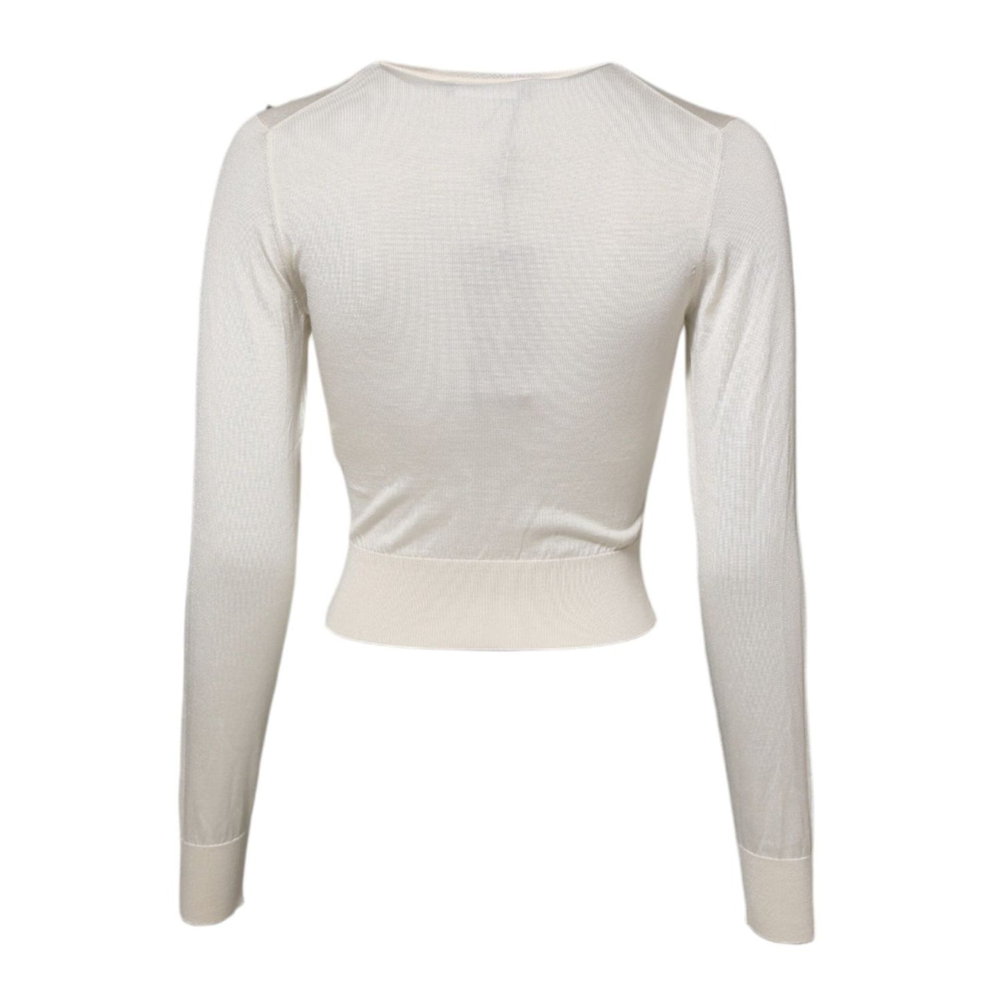 Dolce & Gabbana White Silk Lily Embellished Pullover Sweater TSH86774-36