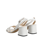 Nine West White Block Heeled Studded Wrap Strap Sandals Shoes LA12601-36.5