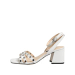 Nine West White Block Heeled Studded Wrap Strap Sandals Shoes LA12601-36.5