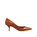 Dolce & Gabbana Brown Leather Stiletto Heel Pumps Shoes LA12632-36
