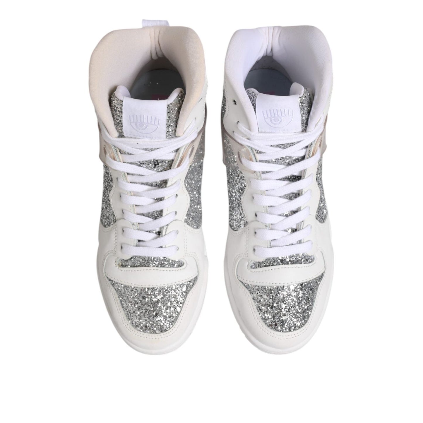 Chiara Ferragni White Silver High Top Women Sneakers Shoes LA12612-39