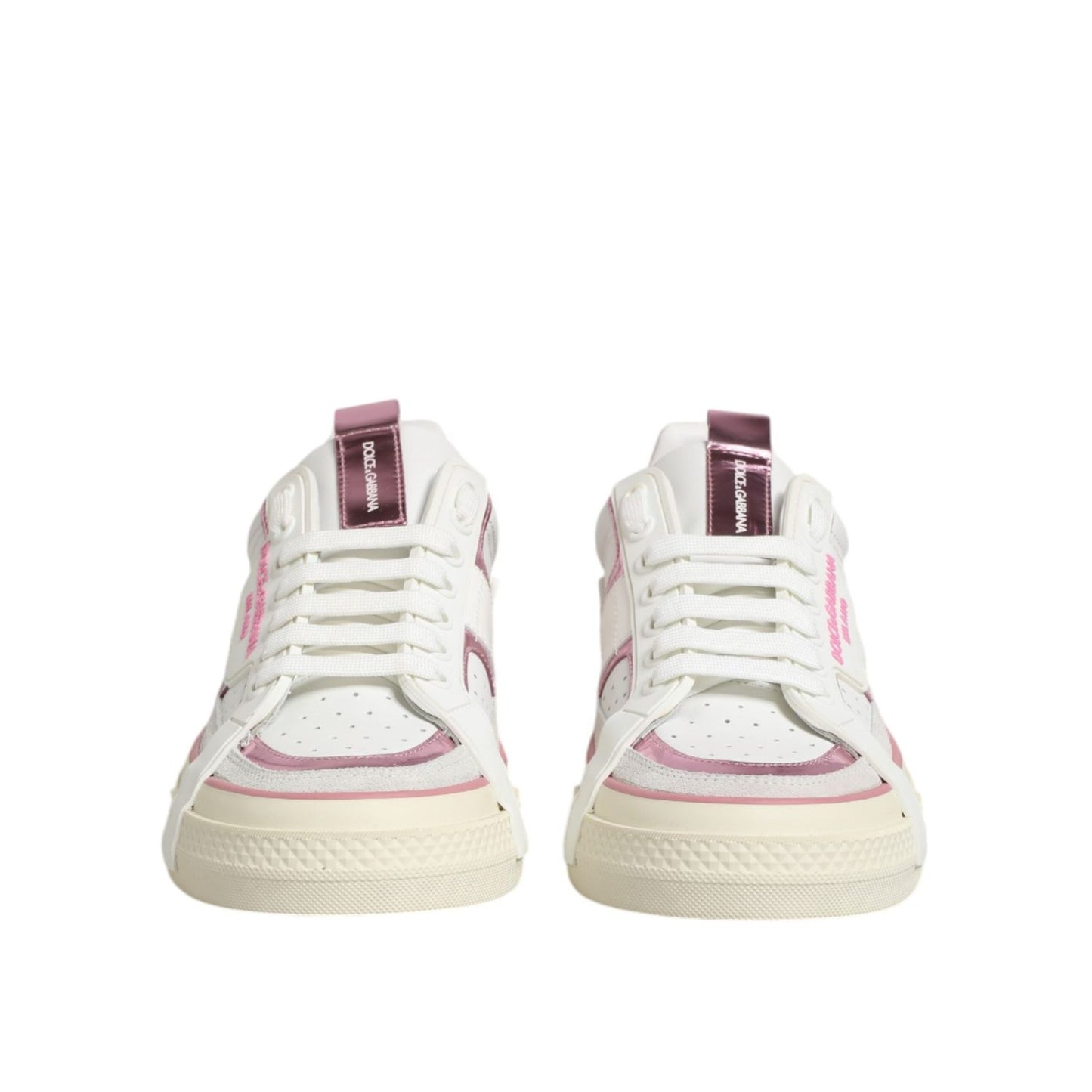 Dolce & Gabbana White Leather DG Logo Low Top Sneakers Shoes LA12623-41