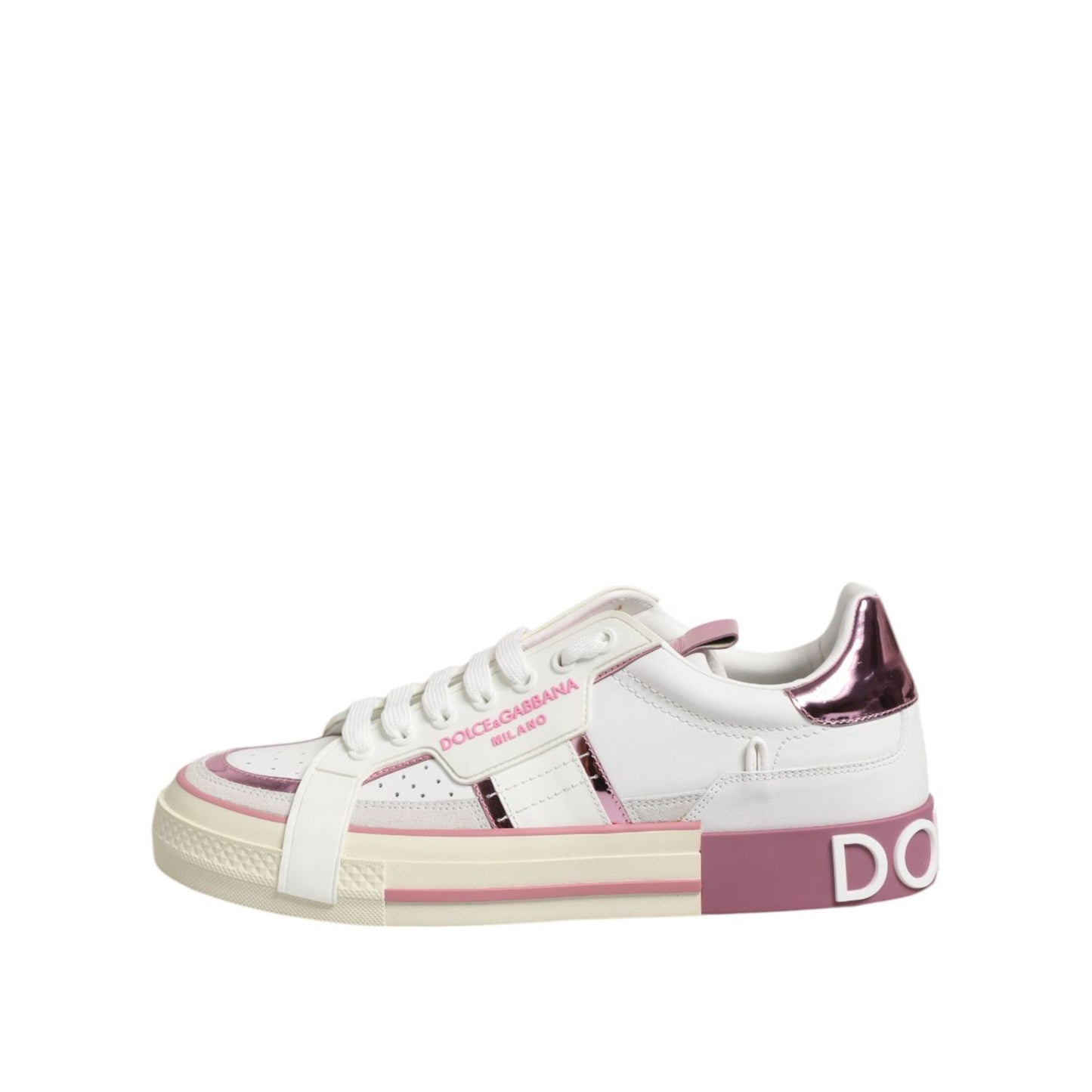 Dolce & Gabbana White Leather DG Logo Low Top Sneakers Shoes LA12623-41