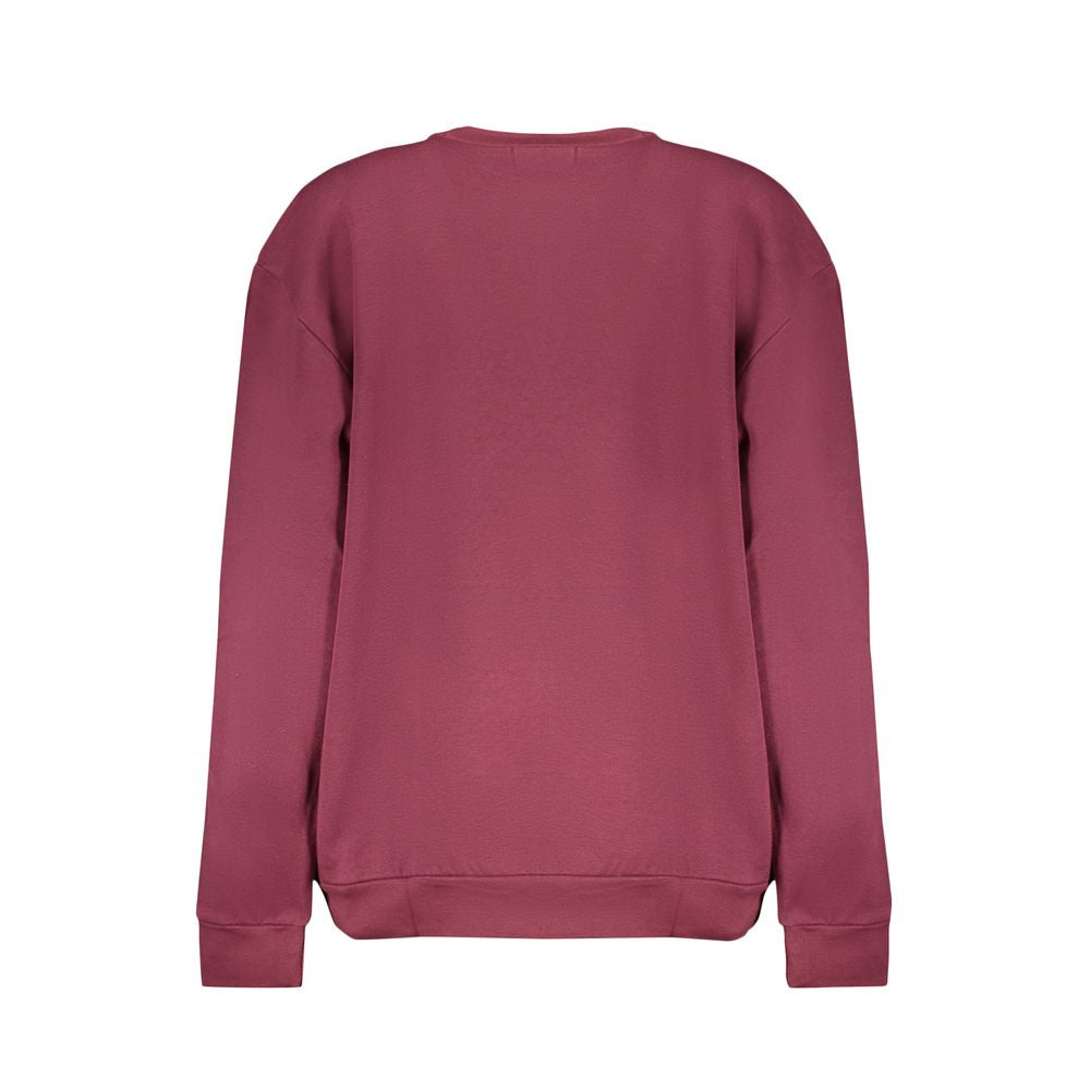 Back view of Cavalli Class Purple Cotton Sweatshirt with crew neck and long sleeves.