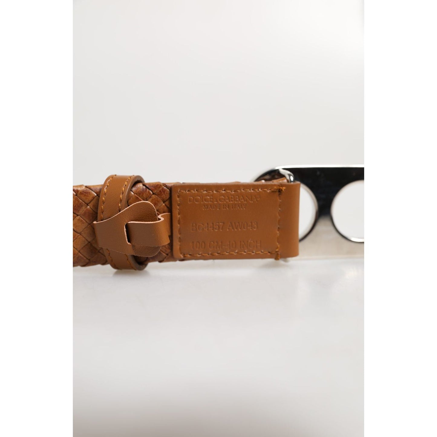 Dolce & Gabbana Brown Braided Metal DG Logo Buckle Belt BEL9483-100