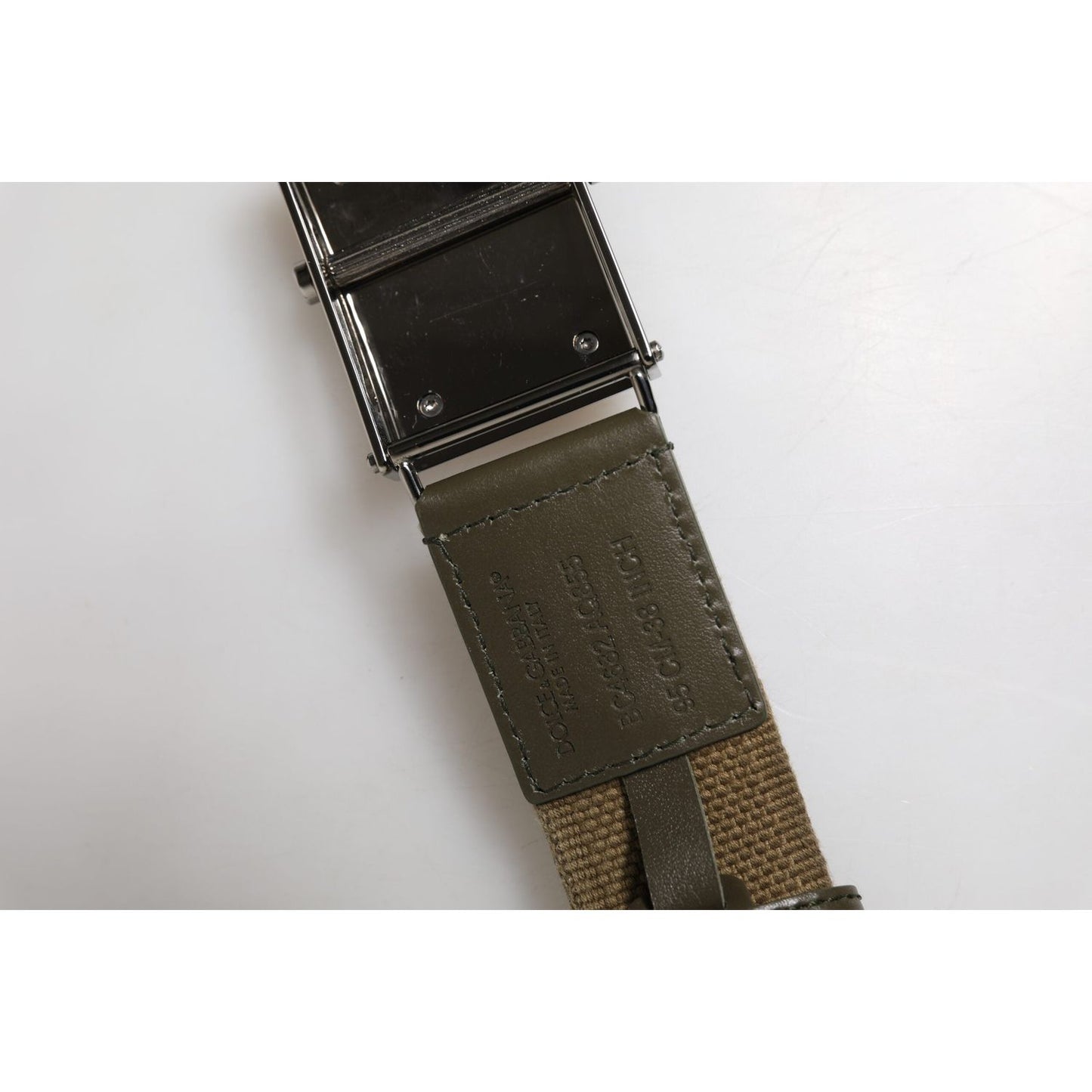 Dolce & Gabbana Military Green Nylon Logo Metal Buckle Belt BEL9489-95