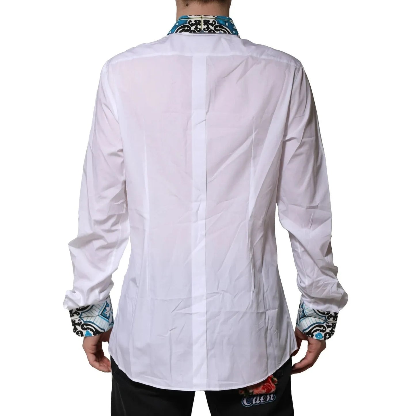Dolce & Gabbana White Majolica Detailing GOLD Dress Shirt TSH906706-43