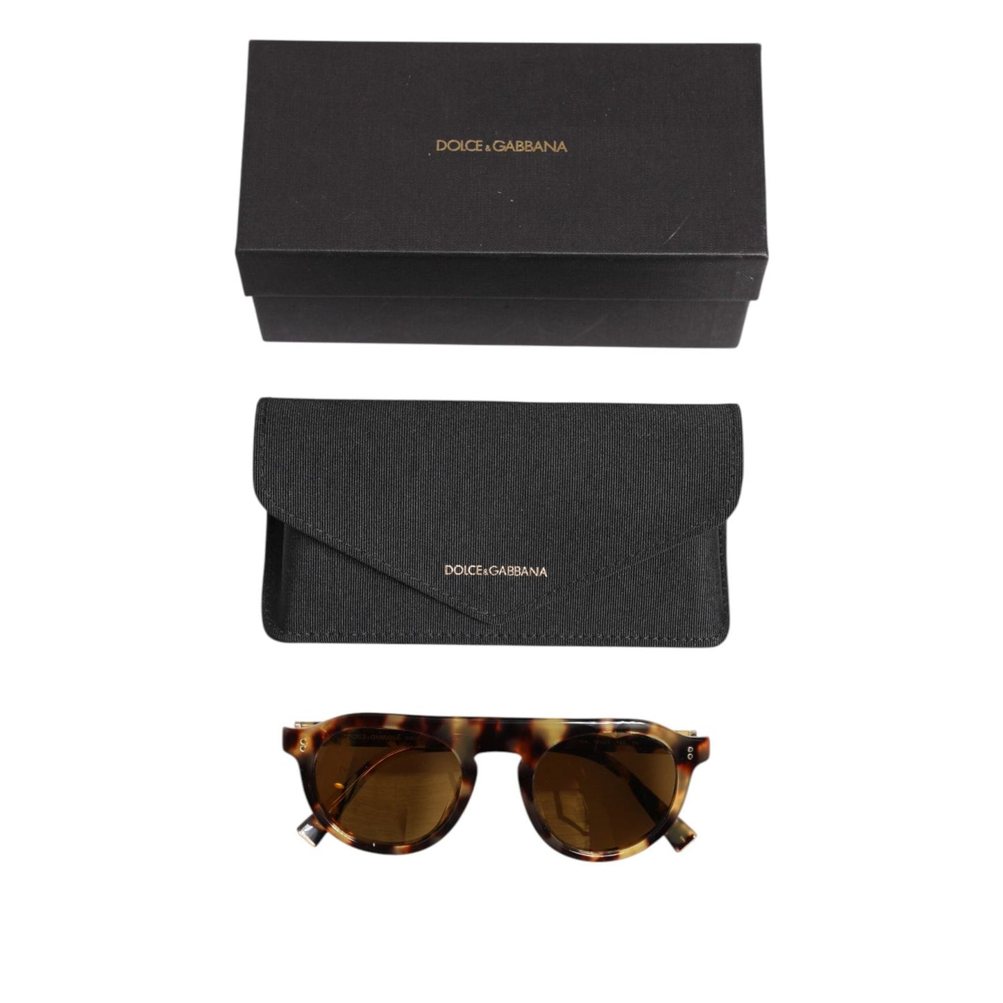 Dolce & Gabbana Brown Acetate Round Leopard Print Eyewear Sunglasses GLA1350