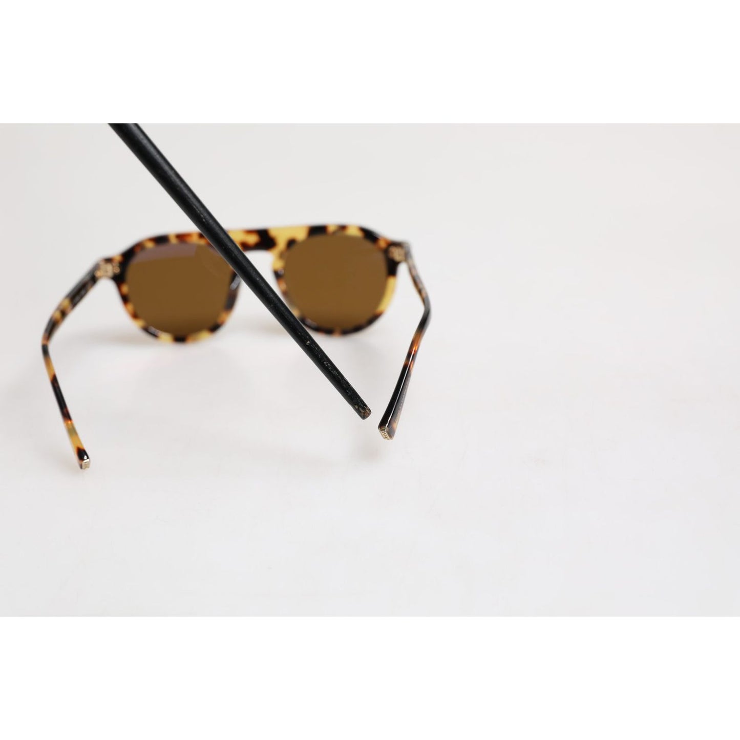 Dolce & Gabbana Brown Acetate Round Leopard Print Eyewear Sunglasses GLA1392