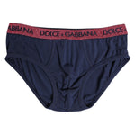 Dolce & Gabbana Blue Red Logo Stretch Regular Brief Underwear BIK1696-4