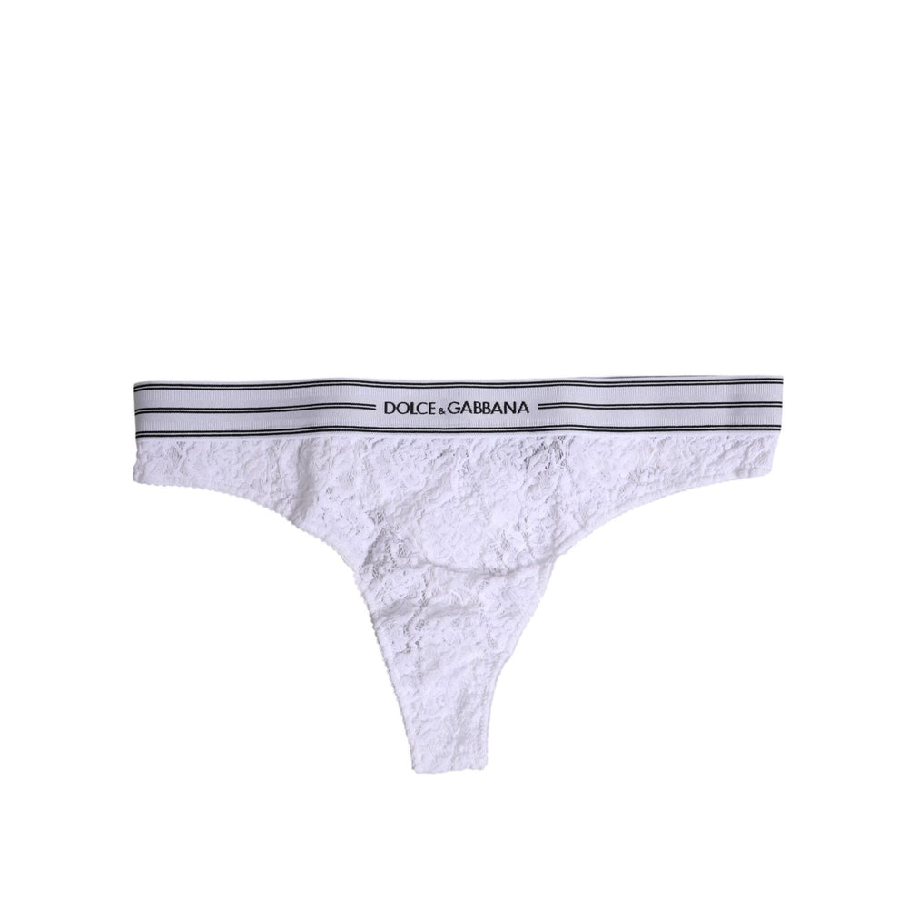 Dolce & Gabbana White Nylon Floral Lace Bottom Panty Underwear BIK1442-3