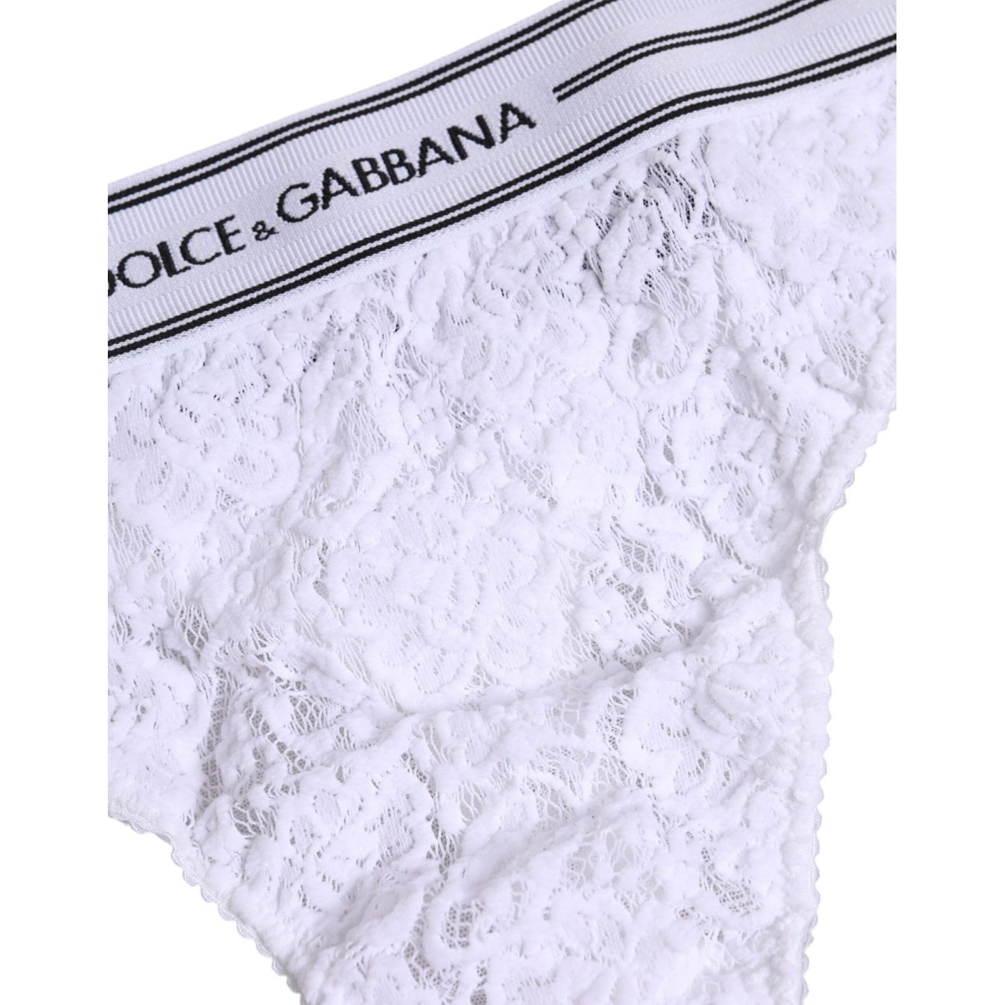 Dolce & Gabbana White Nylon Floral Lace Bottom Panty Underwear BIK1442-3