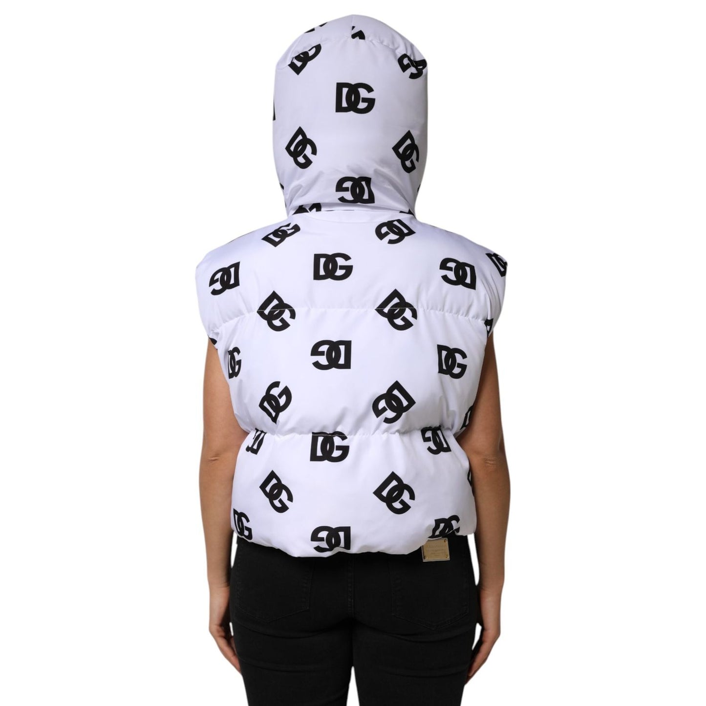 Dolce & Gabbana White Black DG Mania Polyester Puffer Jacket JKT41467-44