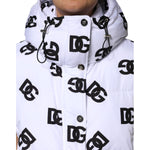 Dolce & Gabbana White Black DG Mania Polyester Puffer Jacket JKT41467-44