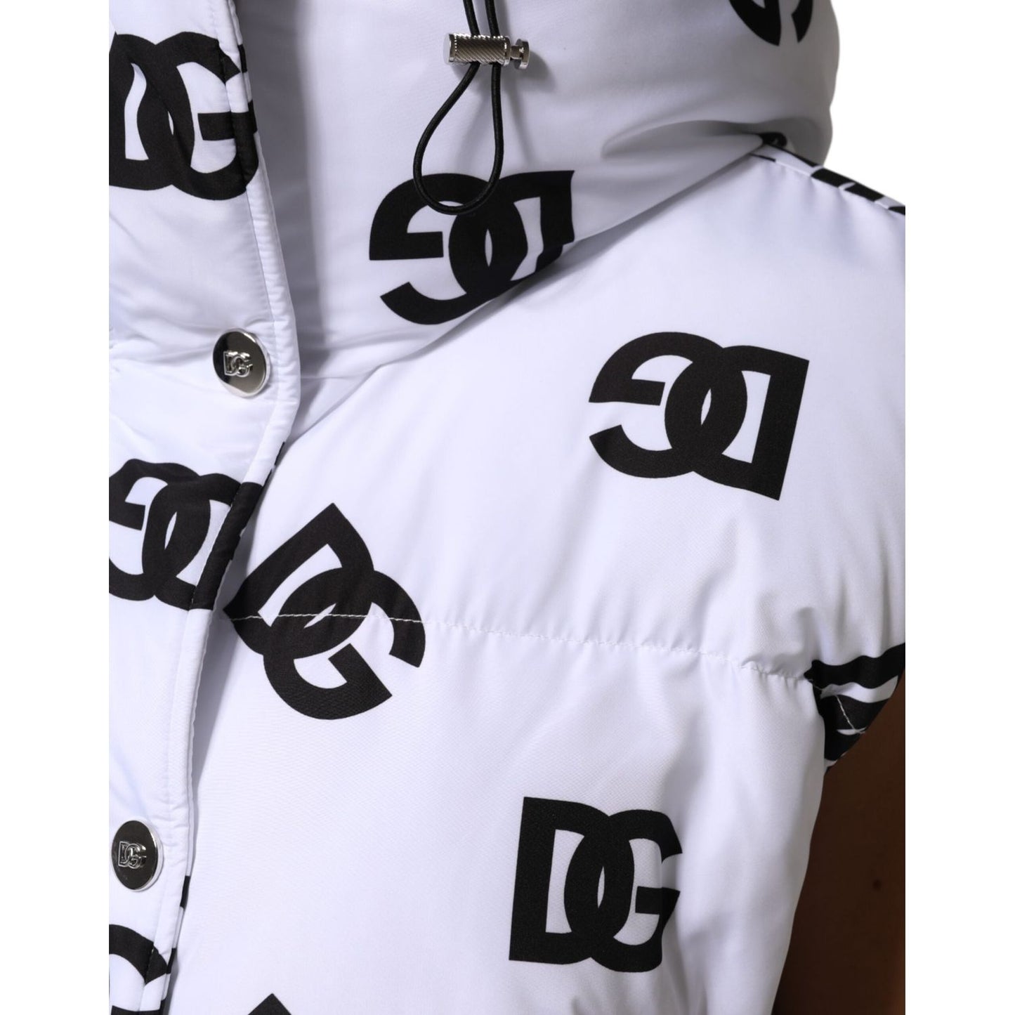 Dolce & Gabbana White Black DG Mania Polyester Puffer Jacket JKT41467-44