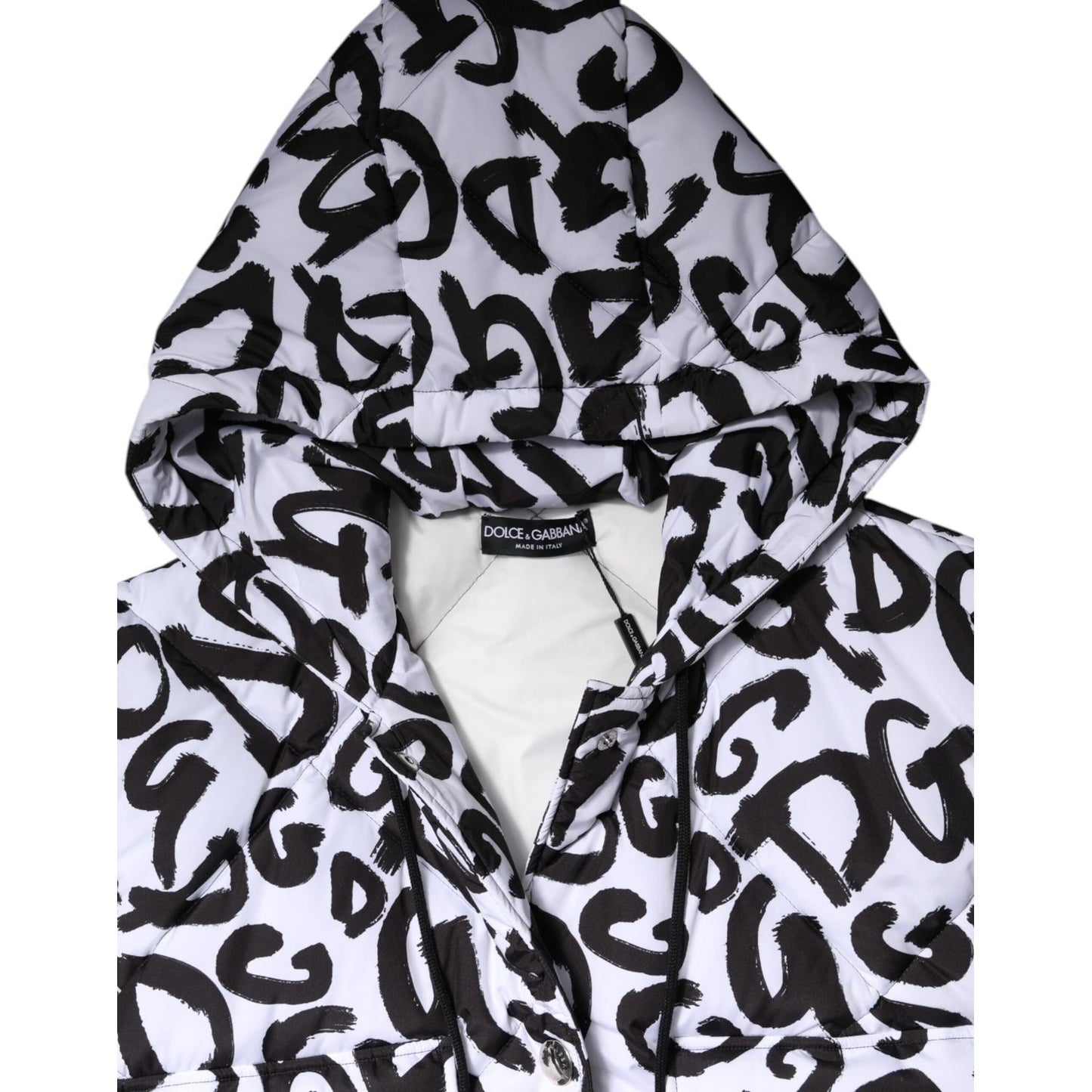Dolce & Gabbana White DG Mania Hooded Sleeveless Puffer Jacket JKT41487-42