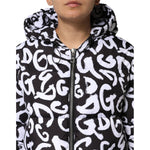 Dolce & Gabbana Black White DG Mania Hooded Long Coat Jacket JKT41490-40