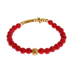 Nialaya Red Coral Gold CZ Cross 925 Silver Bracelet SIG19013-4
