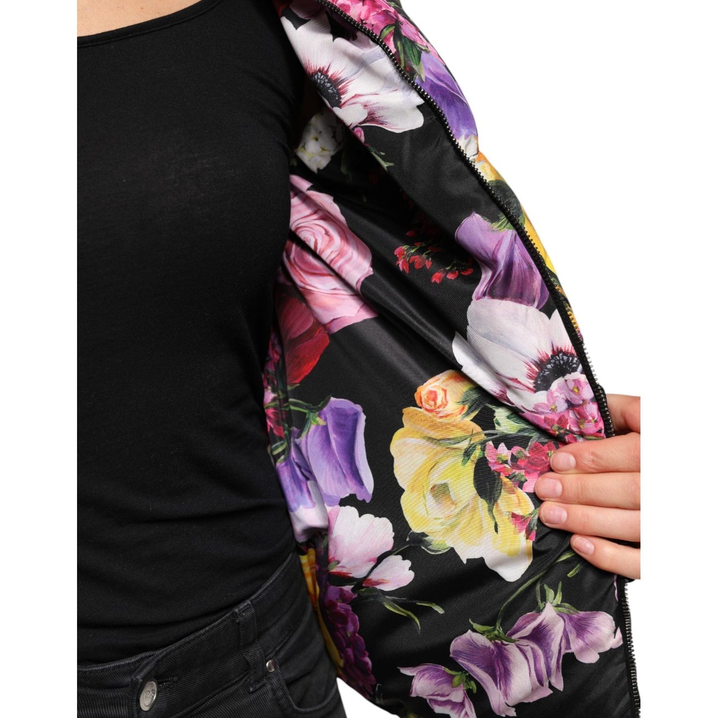 Dolce & Gabbana Multicolor Floral Hooded Puffer Quilted Jacket JKT41495-40