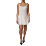 Dolce & Gabbana White Lace Gold DG Logo Silk Dress Sleepwear DR81799-50