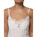 Dolce & Gabbana White Lace Gold DG Logo Silk Dress Sleepwear DR81799-50
