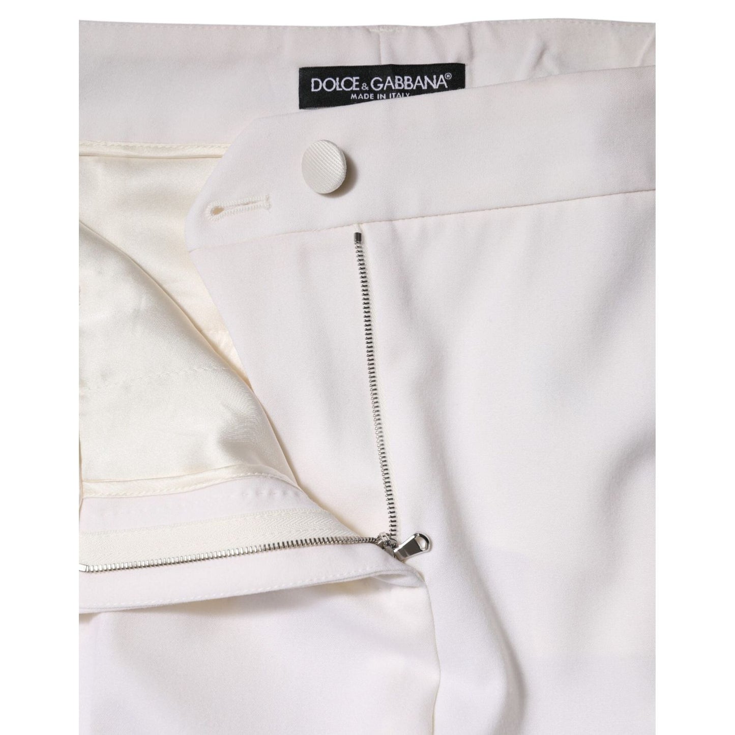 Dolce & Gabbana White Wool Mid Waist Tapered Pants PAN76554-46