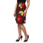 Dolce & Gabbana Brown Floral High Waist Side Slit Skirt SKI2152-40