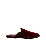 Dolce & Gabbana Red Viscose Velvet Slides Flat Slipper Shoes MV7557-43